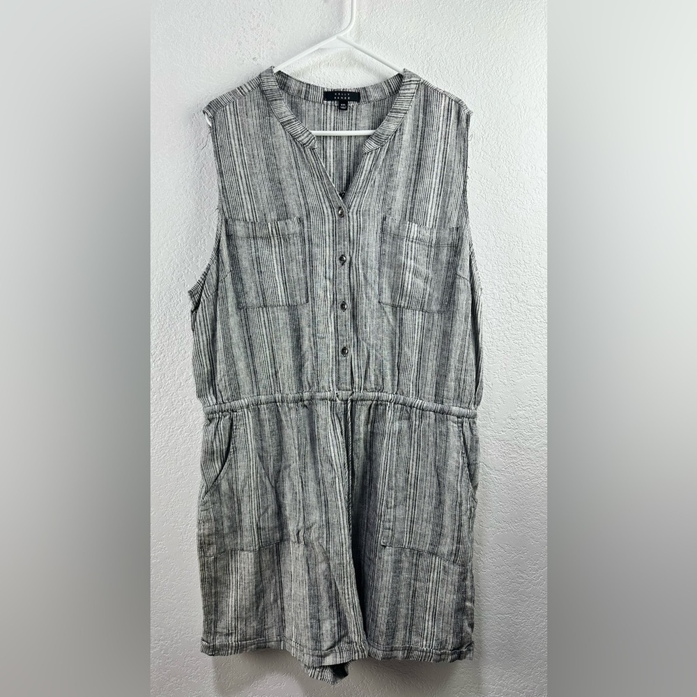 Kelly Renée Gray Stripe Sleeveless Romper With Pockets Size XXL